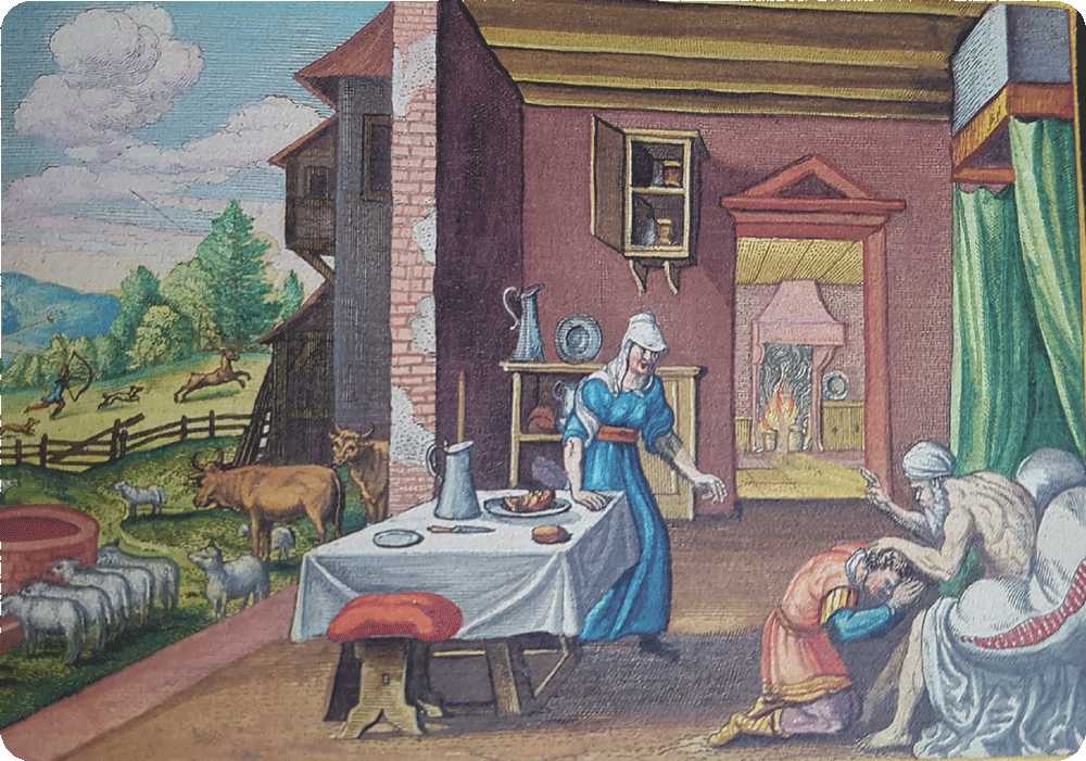 Grafik: Matthäus Merian der Ältere, Isaak segnet Jakob Grafik: Matthäus Merian der Ältere, Isaak segnet Jakob
